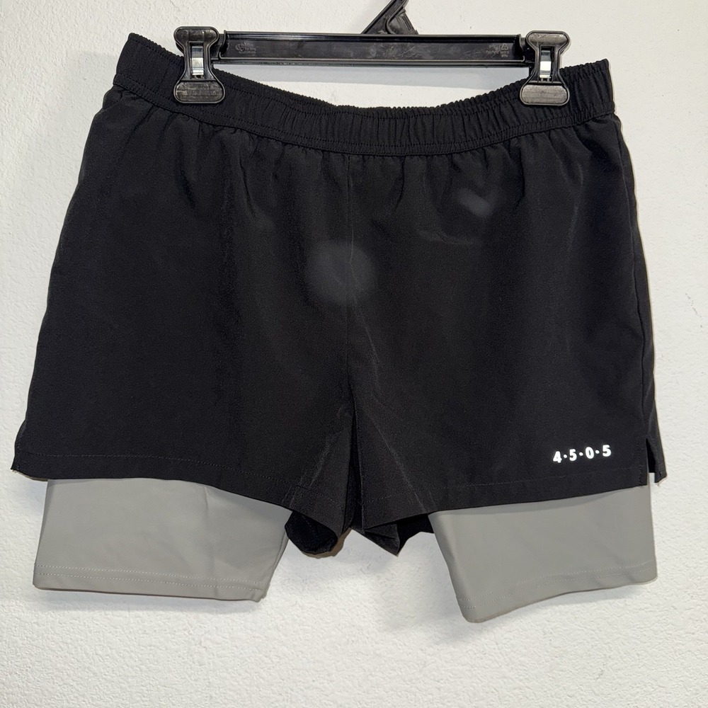 ASOS 4505 Mens Medium Running‎ Shorts 2 in 1 Lined Black Gray Athletic Gym
